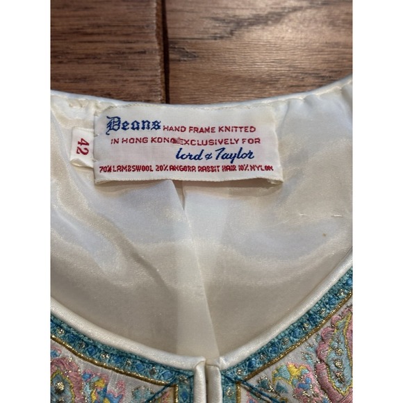 VTG Deans Lord & Taylor Hand Frame Knit Lambswool Angora Lined Sweater Sz L  42 - Picture 10 of 10